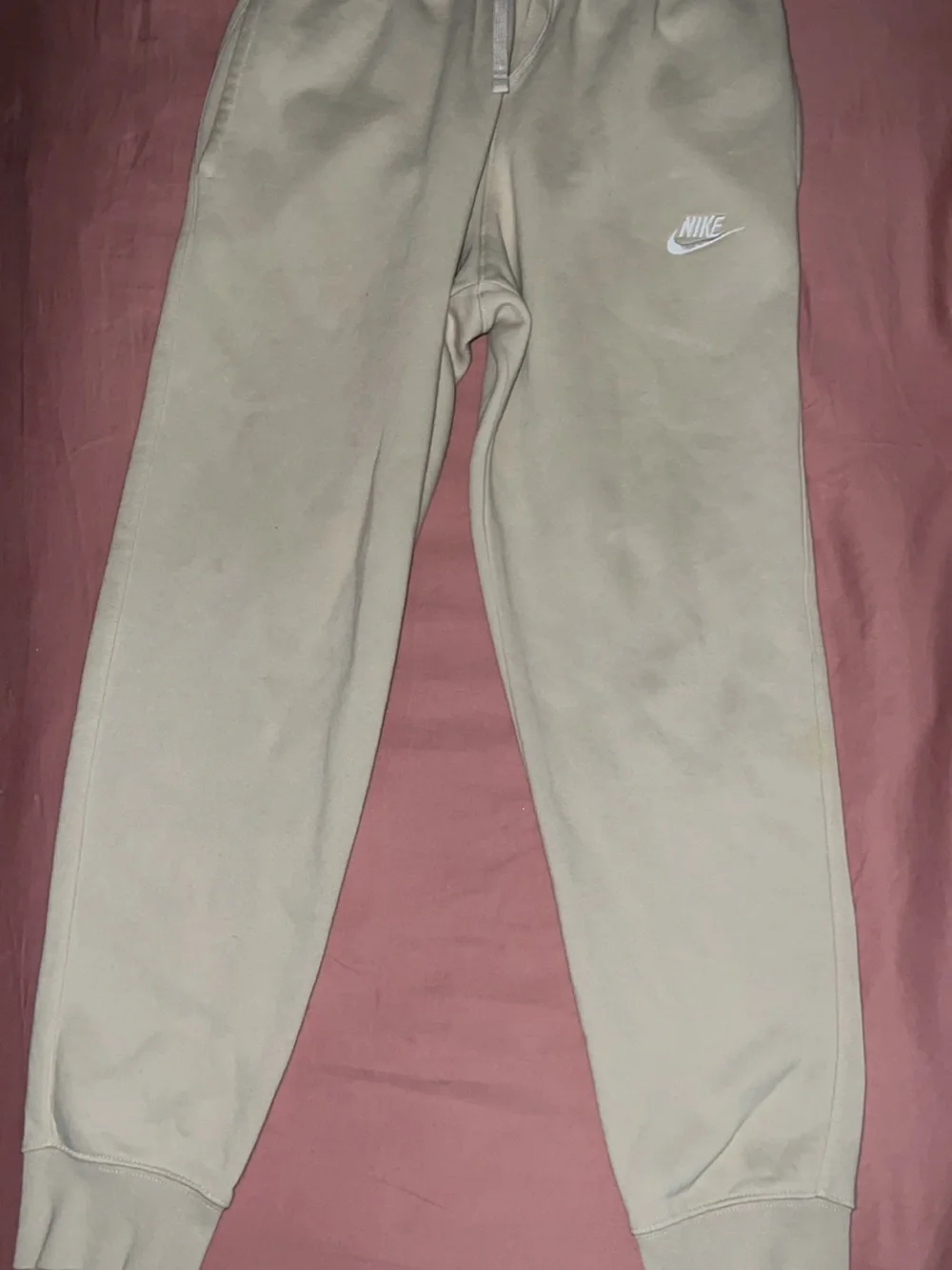Nike Tan Sweatpants with White Swoosh Logo
